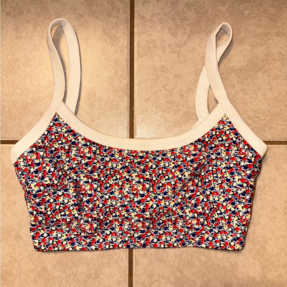 Aerie Swim, Aerie Floral Swoop Bikini Top, Size Small